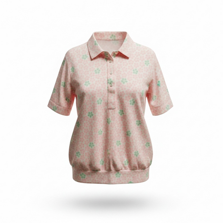 Chandail manches courtes, fleurs roses et vertes / Vintage / Talle XL