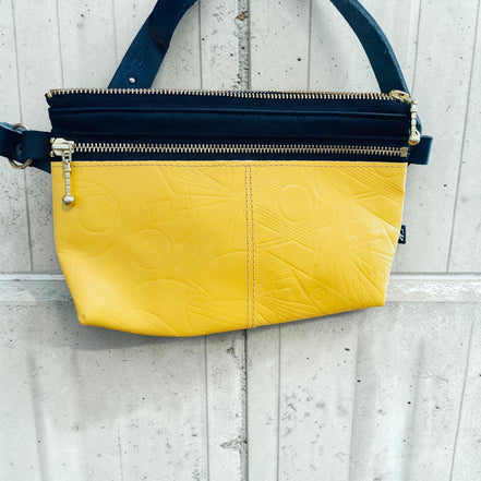 Sac cuir noir et jaune / Kazak