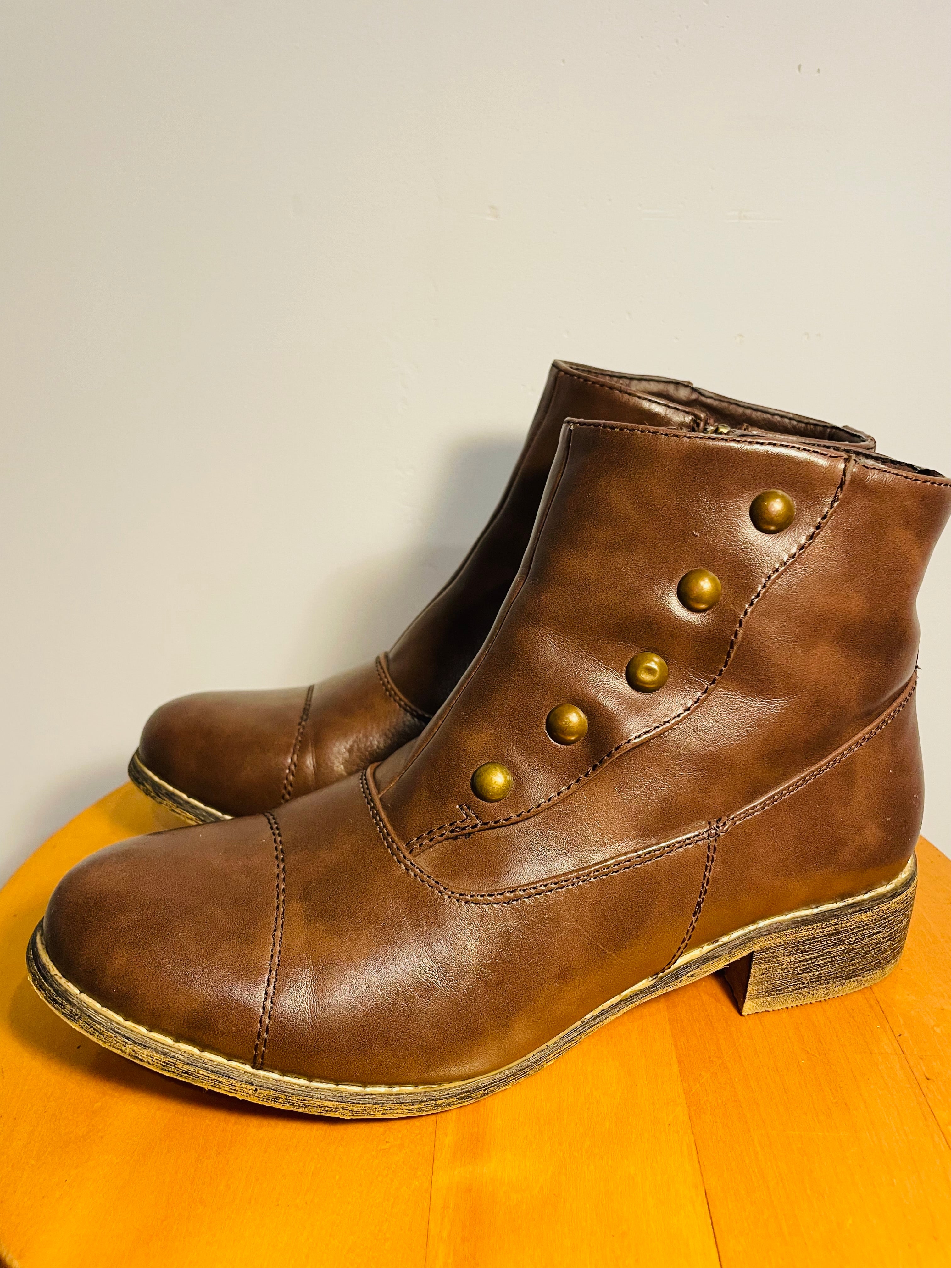 Bottes courtes cuir brun / Alberto / taille 7 femme