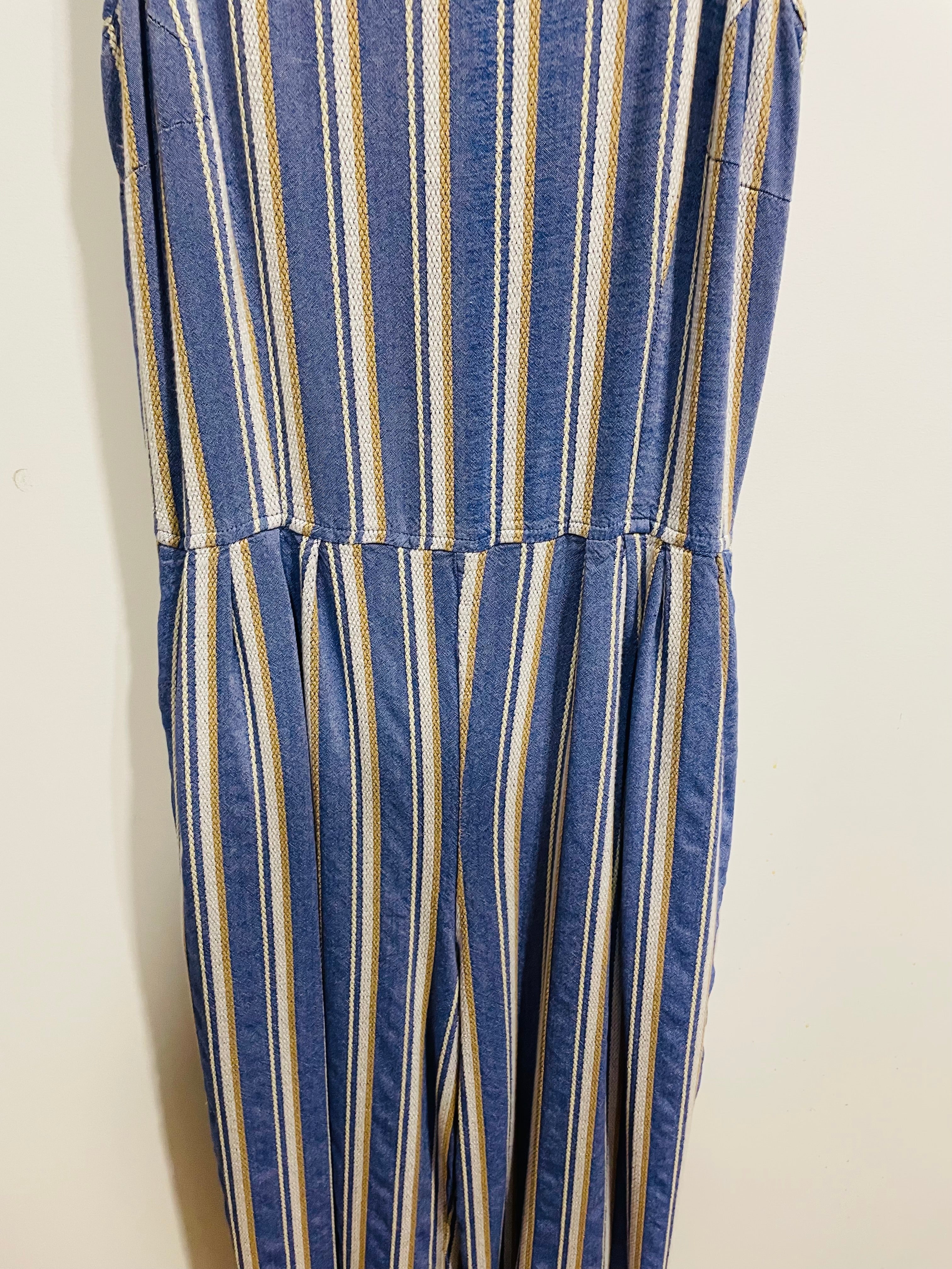 Jumpsuit rayé bleu avec poches et bretelles ajustables- Ananas Banana - taille médium