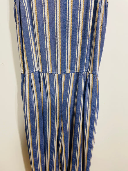 Jumpsuit rayé bleu avec poches et bretelles ajustables- Ananas Banana - taille médium