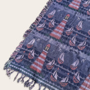 Couverture vintage tissée / phares et voiliers