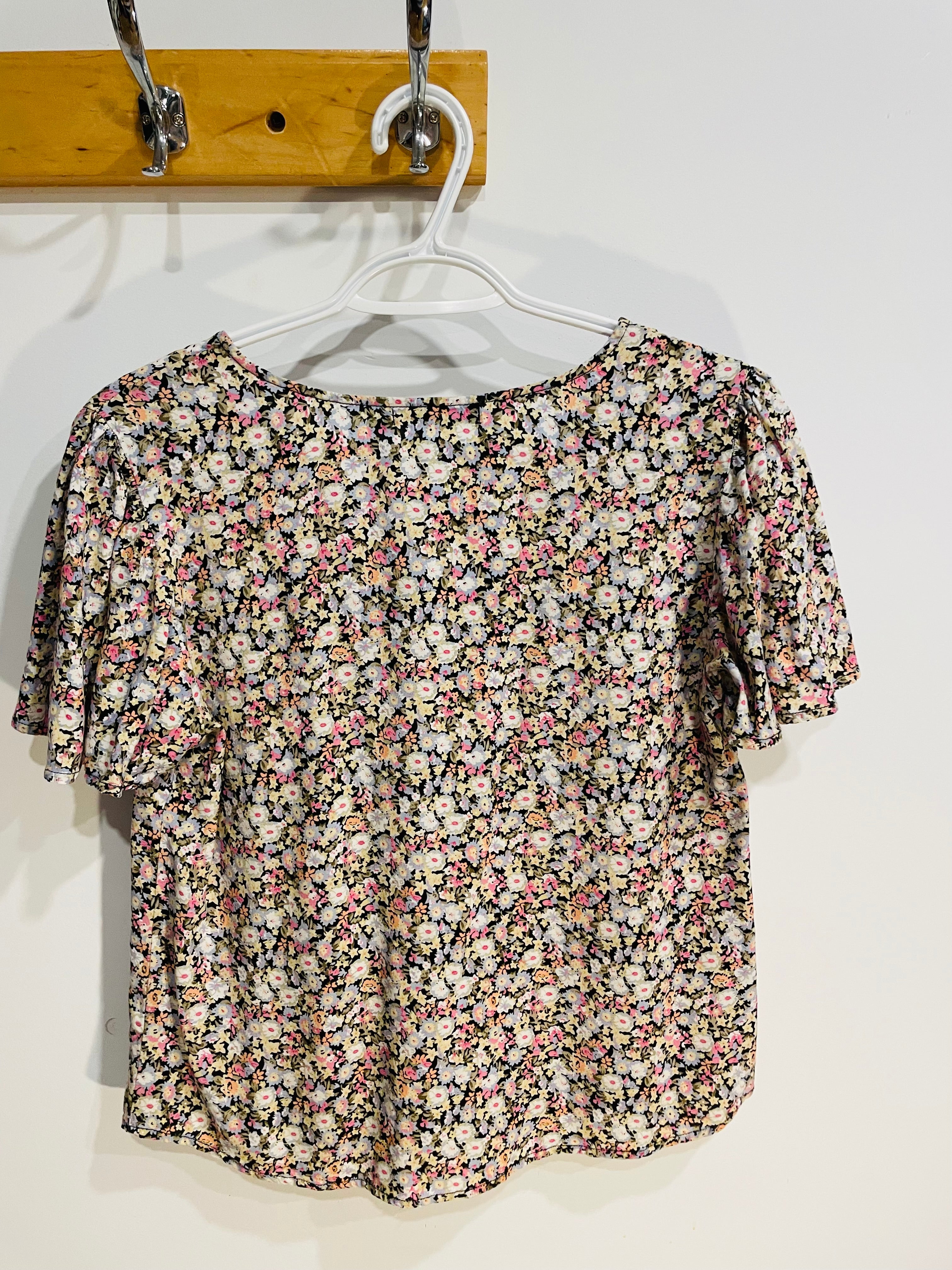 Chemise fleuri, manches courtes à volants / Paper Moon /Taille Medium