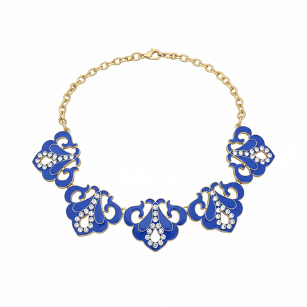 Collier arabesques bleues