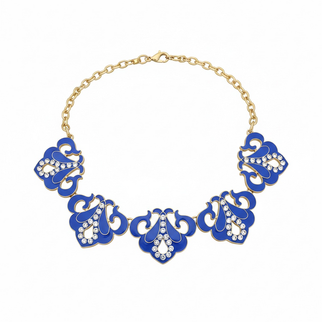Collier arabesques bleues