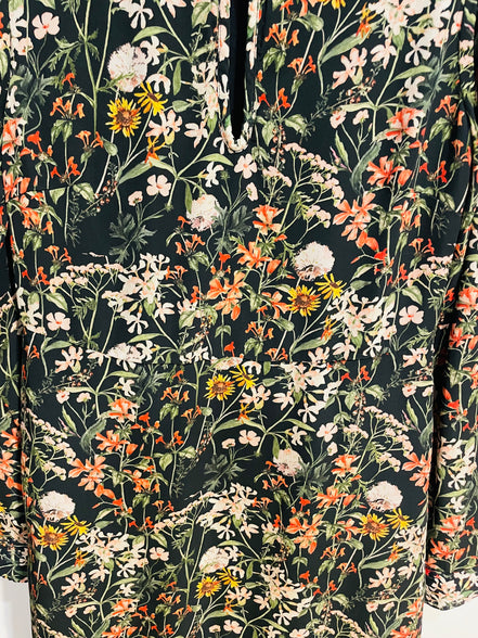 Robe noire et fleurie, courte, manches longues / Scotch & Soda / Taille small