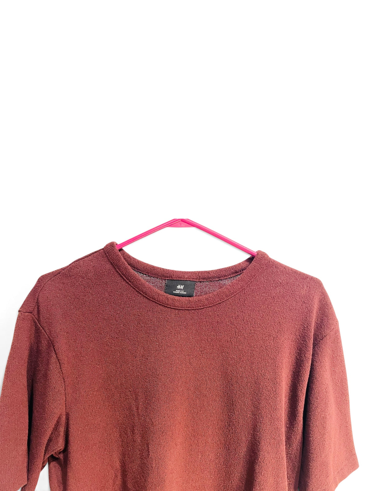 T-shirt texturé bourgogne coupe carrée / H&M / taille Small