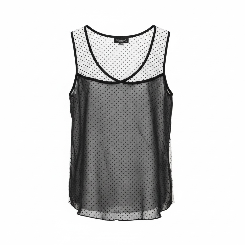 Camisole noire et blanche avec voilage / Marie C / Taille medium