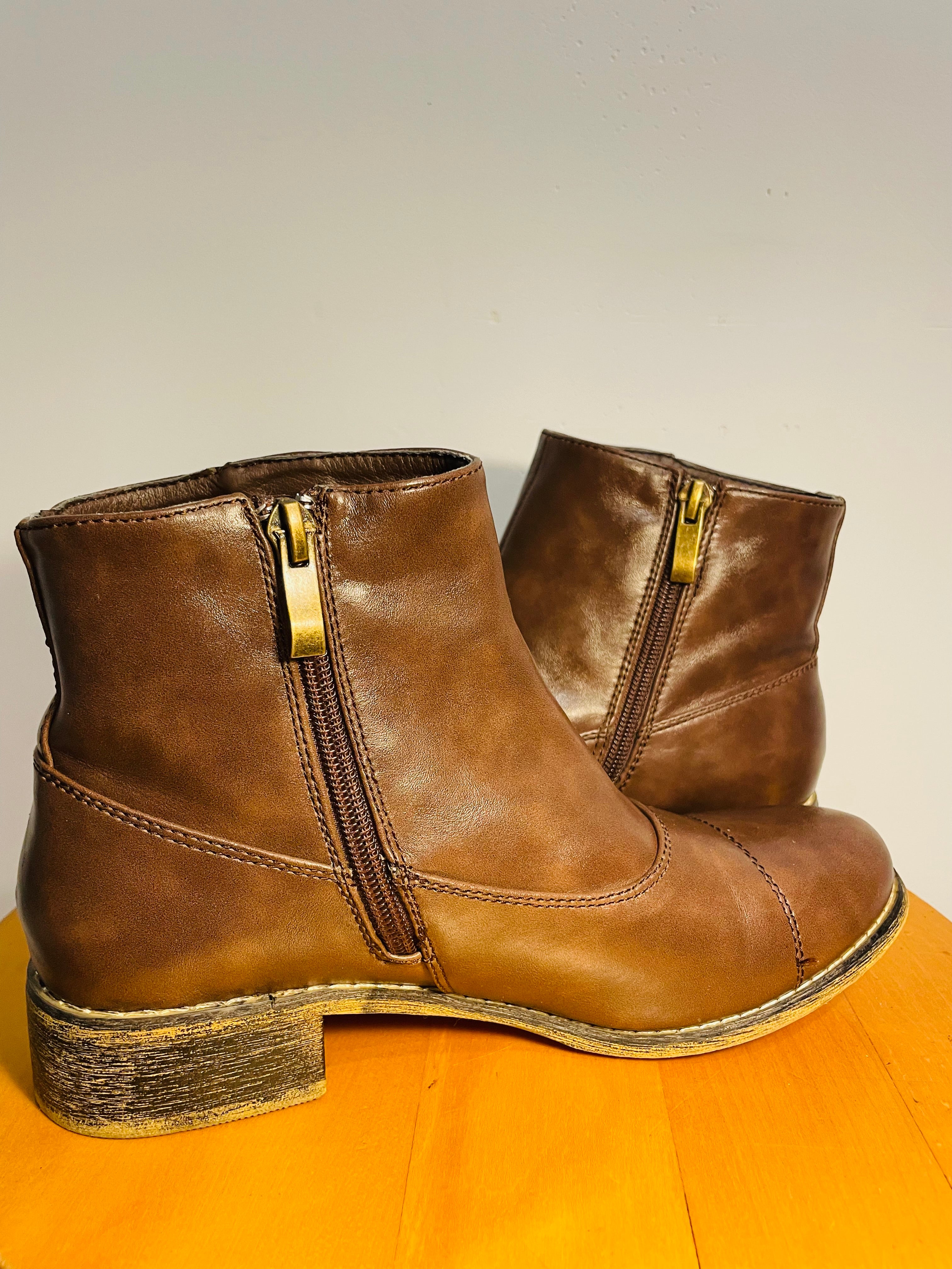 Bottes courtes cuir brun / Alberto / taille 7 femme