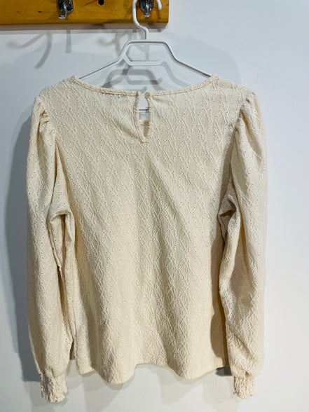 Haut beige manches longues, aspect dentelle/ Garcia / taille médium