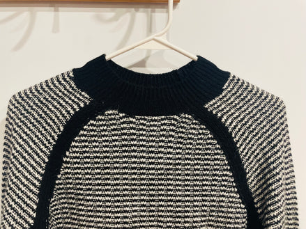 Chandail tricot manches longues noire et blanc - Liz Clairborne - Taille Medium