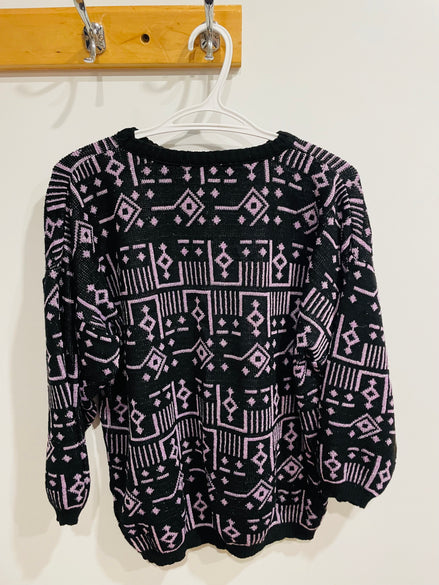 Tricot vintage brillant / manches chauve-souris 3/4 / taille médium ou large