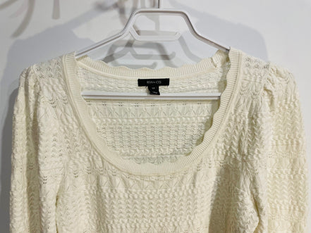 Chandail manches longues, blanc aspect dentelle / RW&CO / taille small