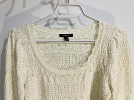 Chandail manches longues, blanc aspect dentelle / RW&CO / taille small