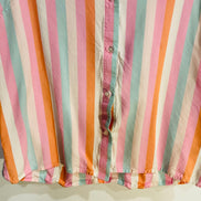 Chemise manches courtes, rayée rose-vert-blanc-orange / Twik simons / Taille small