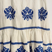 Jupe longue blanche broderies bleues / Zara / taille médium