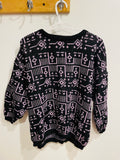 Tricot vintage brillant / manches chauve-souris 3/4 / taille médium ou large