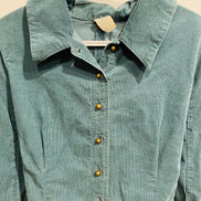 Robe vintage velour cordé vert - manches longues - Taille 42