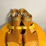 Sandales cuir beige et jaune / Pikolinos / taille 7 femme
