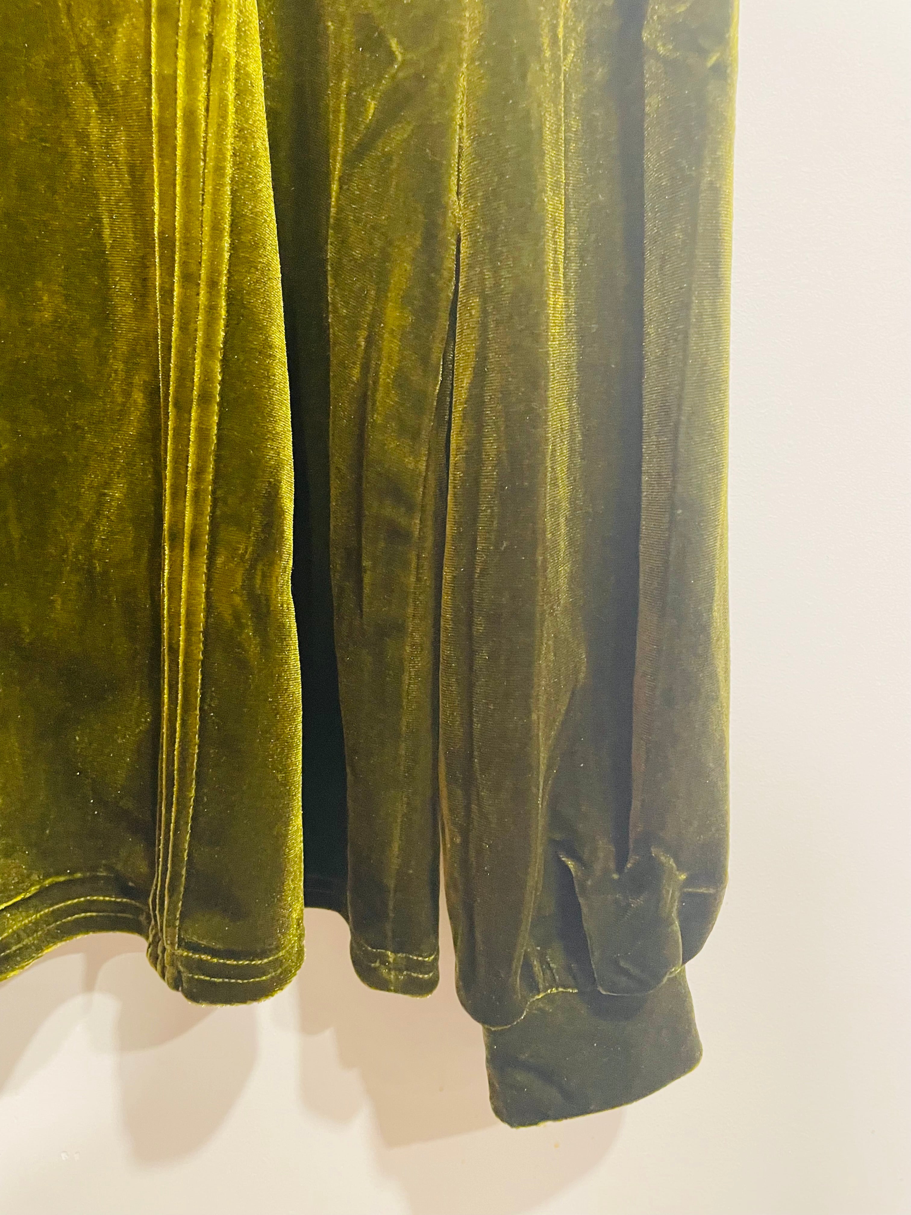 Chandail velours vert manches longues - Taille large