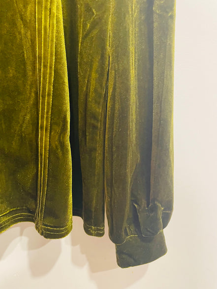 Chandail velours vert manches longues - Taille large