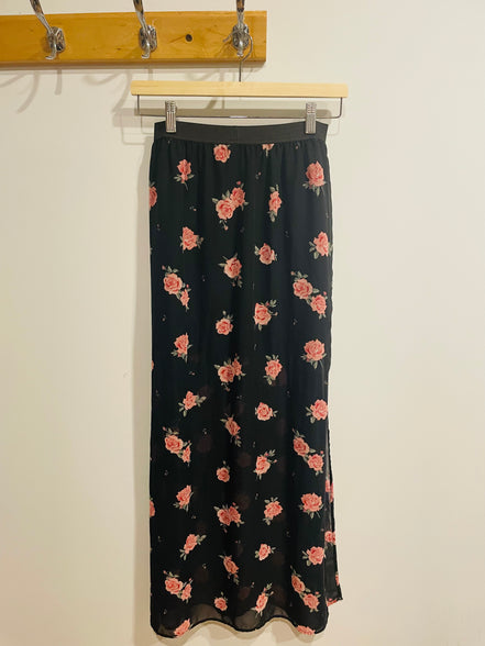 Jupe longue - taille élastique - motifs les roses - H&M Taille 4