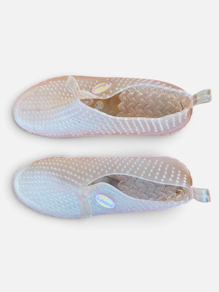 Souliers slip-on en gelée rose pale / vintage / taille 7,5