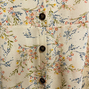 Robe florale crème Monteaux - boutons aspect bois - manches volants - Taille Small