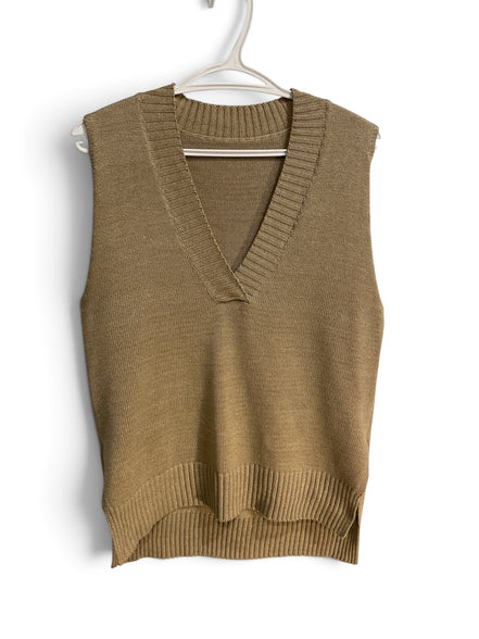 Haut beige tricot sans manches / inconnue / taille large
