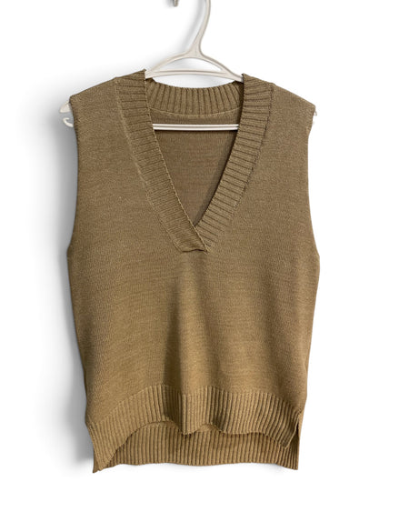 Haut beige tricot sans manches / inconnue / taille large