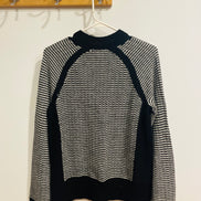 Chandail tricot manches longues noire et blanc - Liz Clairborne - Taille Medium