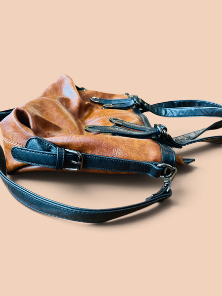Sac cuir brun et noir / Bloom&co