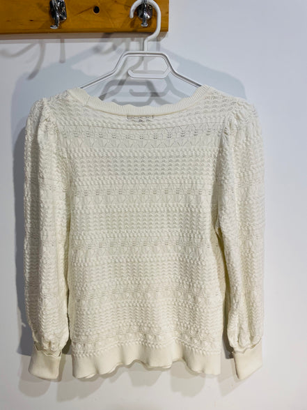 Chandail manches longues, blanc aspect dentelle / RW&CO / taille small