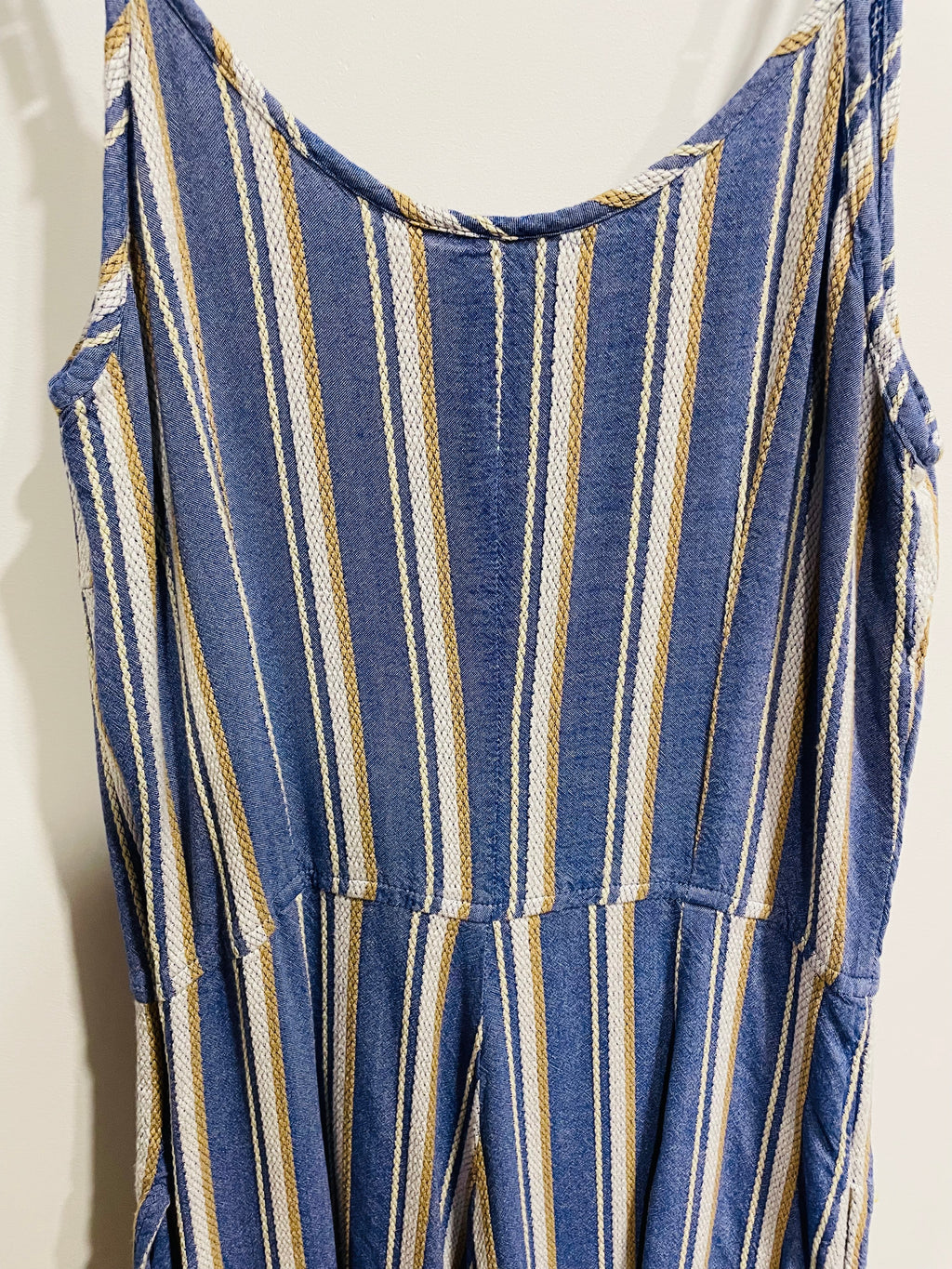 Jumpsuit rayé bleu avec poches et bretelles ajustables- Ananas Banana - taille médium