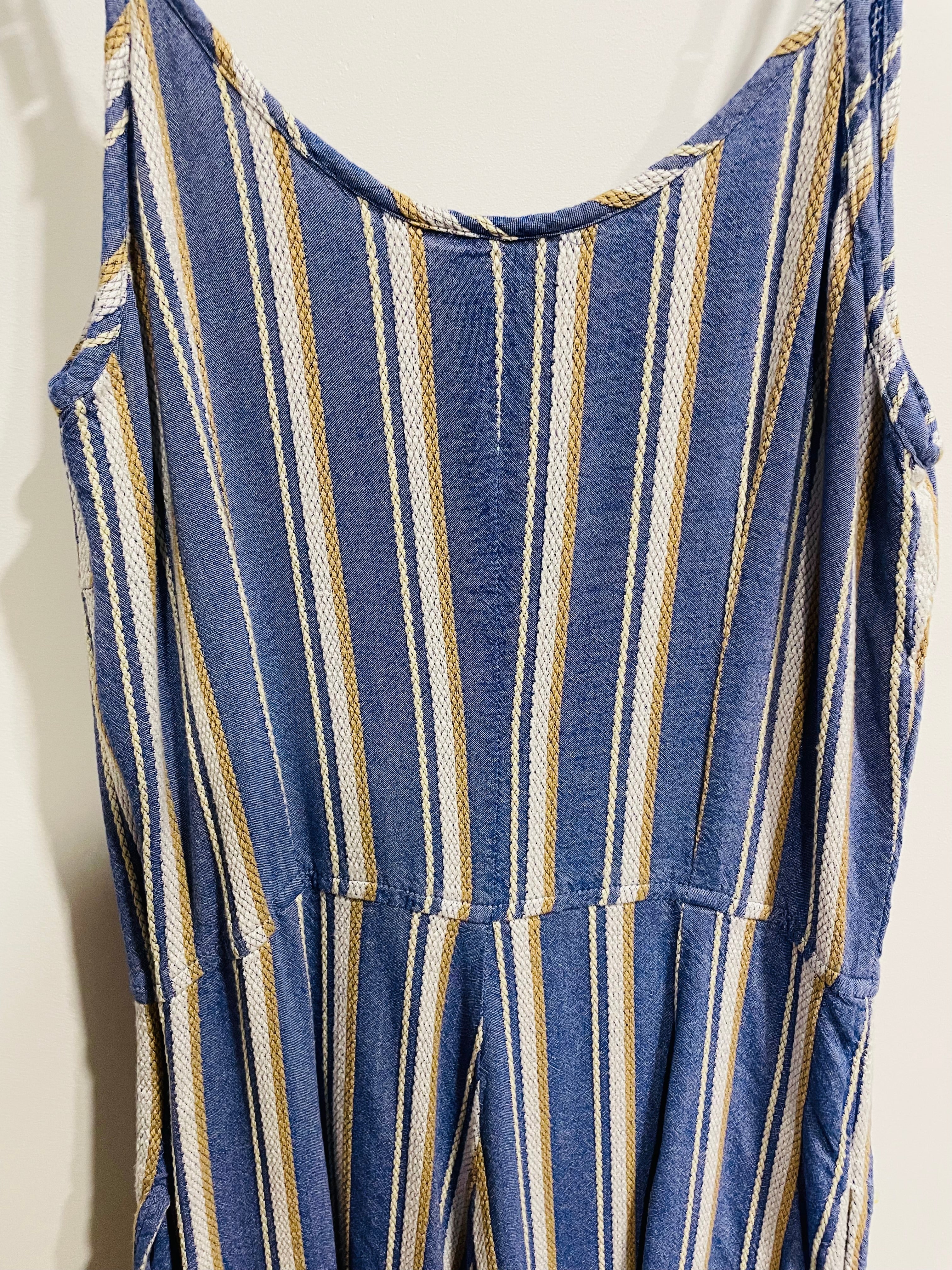 Jumpsuit rayé bleu avec poches et bretelles ajustables- Ananas Banana - taille médium
