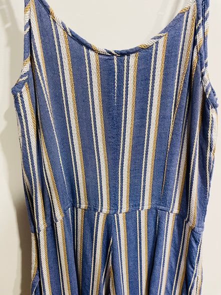 Jumpsuit rayé bleu avec poches et bretelles ajustables- Ananas Banana - taille médium