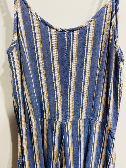 Jumpsuit rayé bleu avec poches et bretelles ajustables- Ananas Banana - taille médium