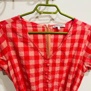 Robe courte vichy rouge San Francisco - carreaux - ceinture nouée - style rétro été - Taille : small