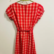 Robe courte vichy rouge San Francisco - carreaux - ceinture nouée - style rétro été - Taille : small
