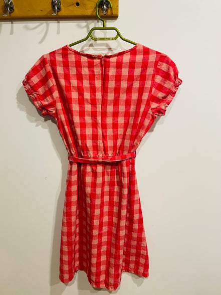 Robe courte vichy rouge San Francisco - carreaux - ceinture nouée - style rétro été - Taille : small