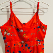 Robe  mi-longue rose fleurie - Annie 50 - Taille Medium