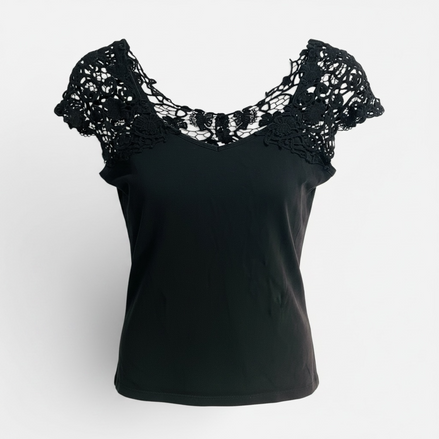 Haut sans manches noir avec dentelle / BPC / taille Small