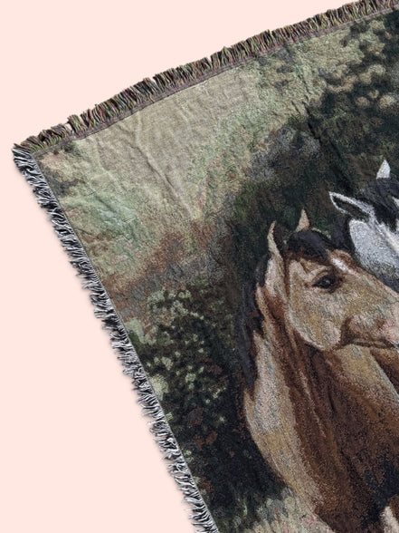 Couverture tissée / chevaux