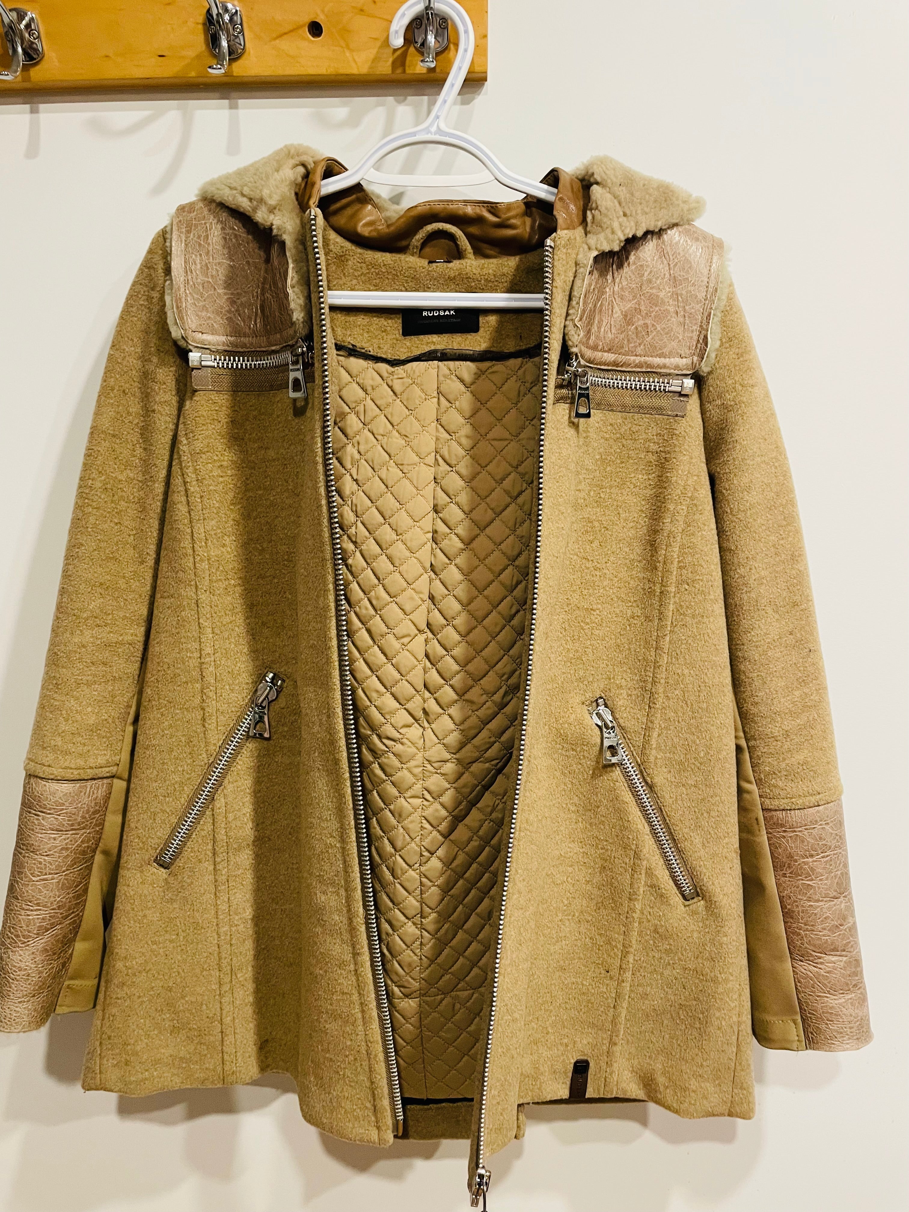 Veste pour femme fourrure et laine vintage - RUDSAK - taille petit