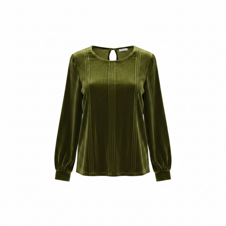 Chandail velours vert manches longues - Taille large