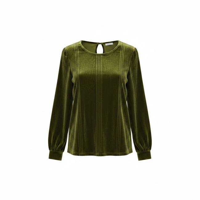 Chandail velours vert manches longues - Taille large