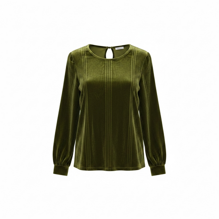Chandail velours vert manches longues - Taille large
