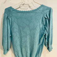 Haut tricot bleu manches courtes / marque inconnue/ taille Small