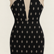 Robe courte Cokluch - imprimé plumes de paon - décolleté V - taille M