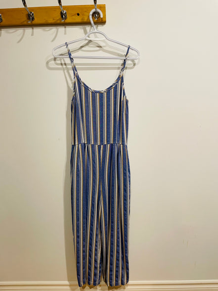 Jumpsuit rayé bleu avec poches et bretelles ajustables- Ananas Banana - taille médium